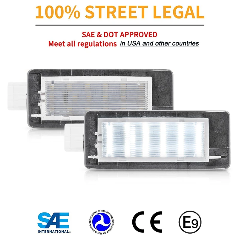 2Pcs LED Number License Plate Lights Lamps For Renault Espace Laguna Captur Fluence Scenic Zoe Latitude Dacia Duster Logan Lodgy