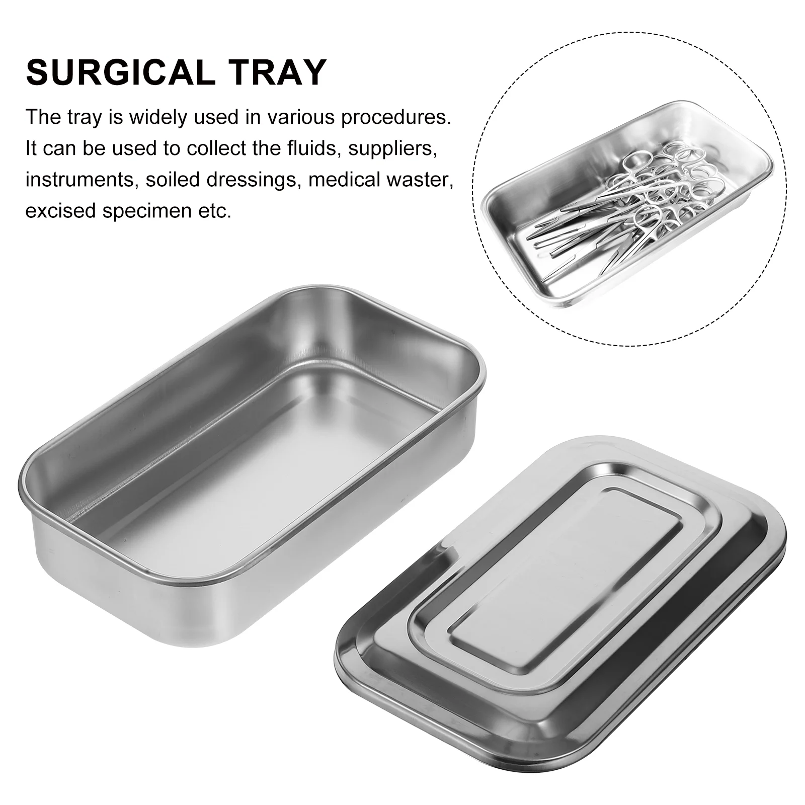 8 Inch Tool Board Beauty Square Plate Utensil Tray Magnetic Stainless Steel Sterilizer with Lid