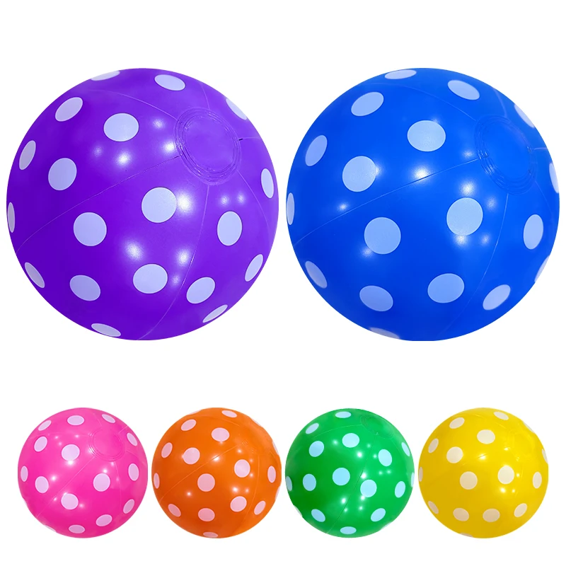 

Надувной пляжный мяч в горошек, 1 шт., из ПВХ, для игр на воде, разноцветный полосатый мяч для улицы и бассейна