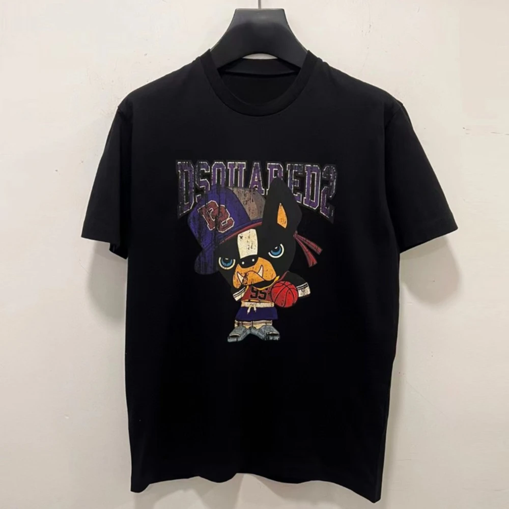 

2025 summer high-quality short-sleeved Dsquared2 cartoon dog lettered men round-neck short-sleeved T-shirt is casual fashionable