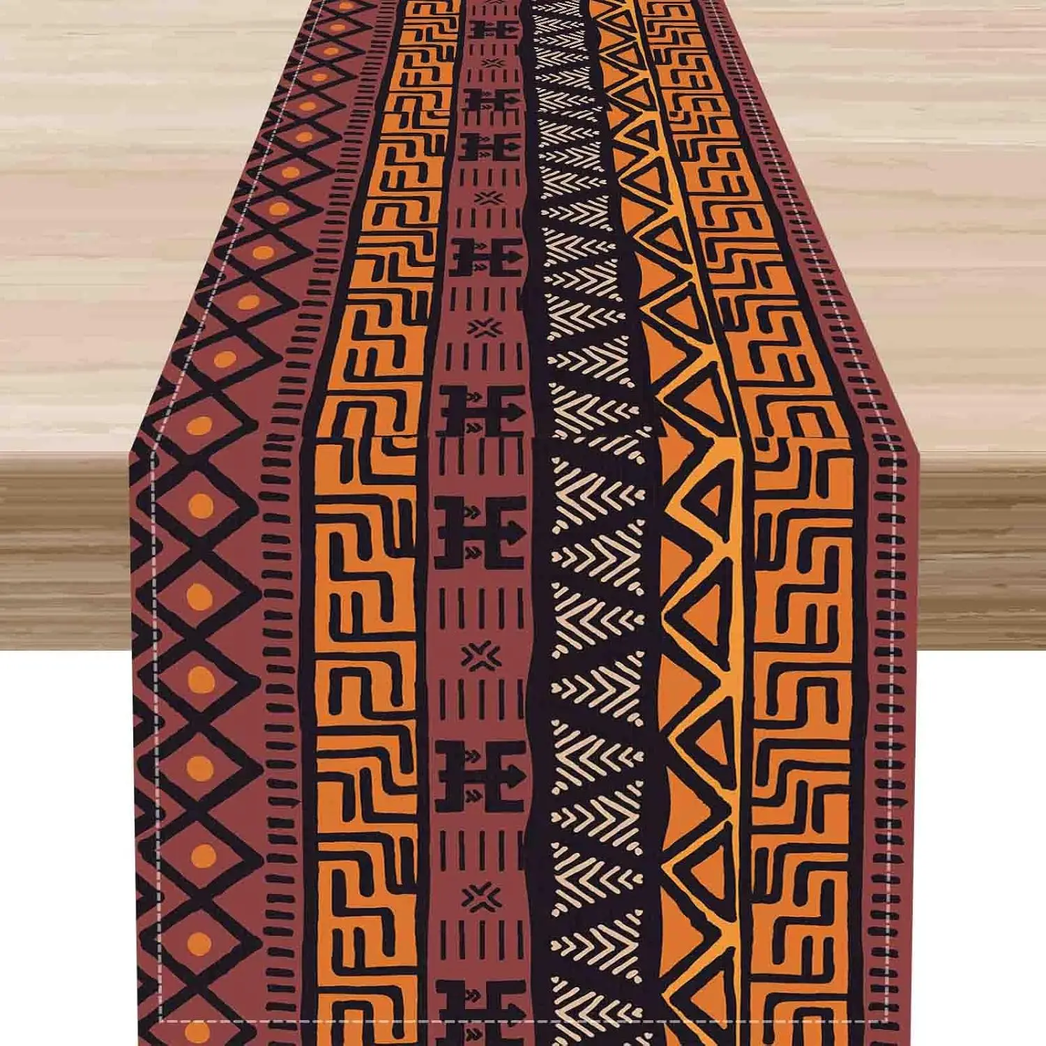 African Ethnic Tribal Linen Table Runner Dresser Scarf Table Decor Farmhouse Kitchen Dining Table Runner Holiday Party Decor