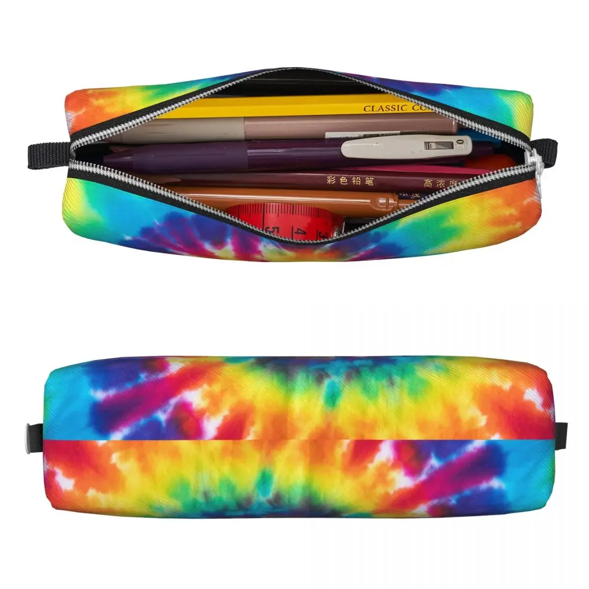 Colorful Tie Dye Pattern Background Pencil Case Lovely Pen Holder Bag Girls Boys Large Students School Zipper Pencilcases