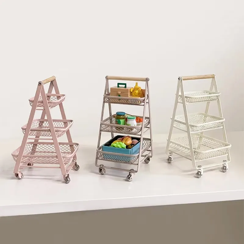 1:6 Scale Dollhouse Mini Furniture Metal Storage Cart Kitchen Rack Decor Props For BJD OB11 GSC Blythe Soldier Lol Doll