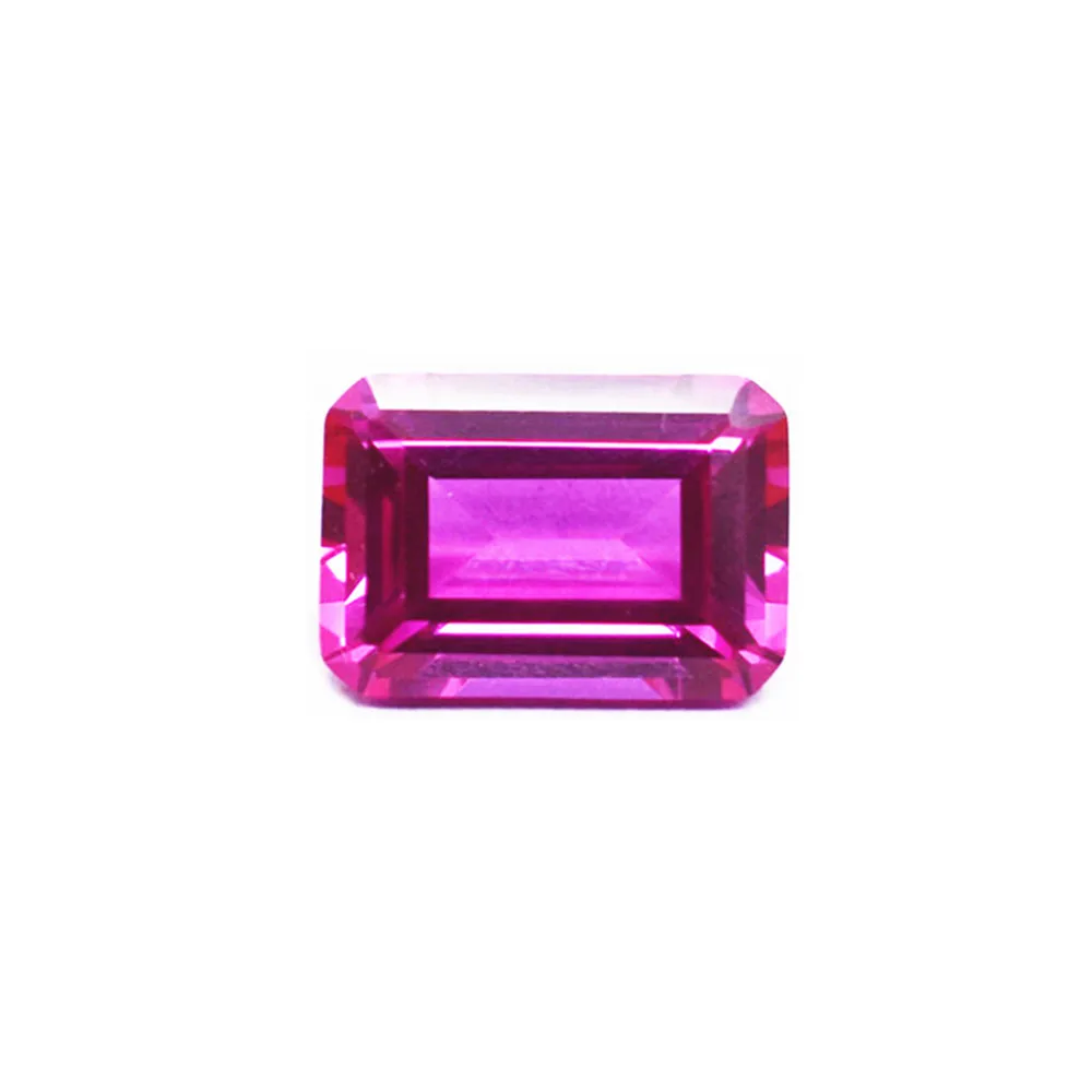 

High Quality Pink Ruby Rectangle Faceted Gemstone Emerald Cut Pink Ruby Gem 4 Sizes to Choose