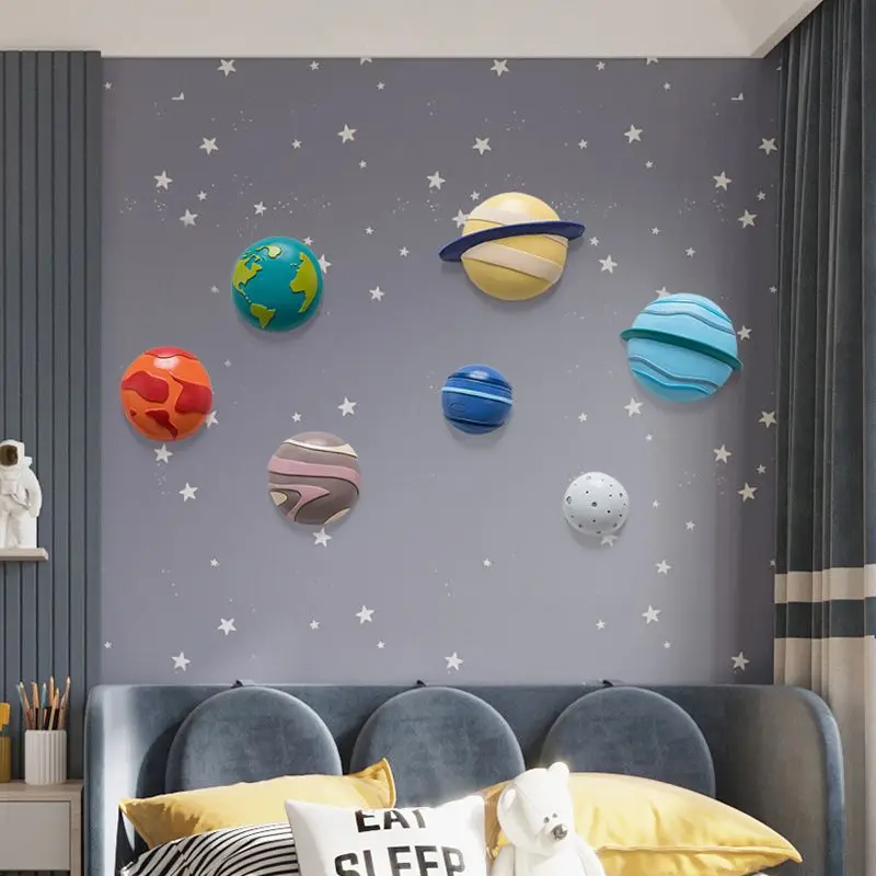 

Nordic Creative Space Planet Resin Wall Hanging Crafts Children's Room Bedroom Wall Mural Decoration Kindergarten Wall Ornament