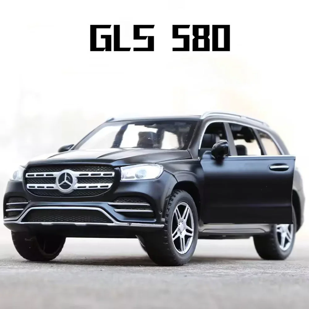 Coche de juguete modelo SUV GLS580, vehículo fundido a presión de aleación, 6 puertas, luz de sonido abierta, Tire hacia atrás, neumático de goma, juguete, regalo de cumpleaños para niños, 1/32