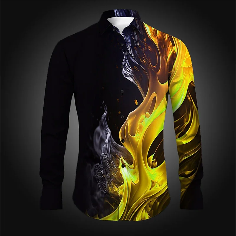 Flame Abstract Men\'s shirt Everyday casual comfortable elegant clothing top extra size