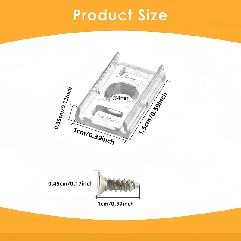 20/50pcs Set LED Strip Installation Clips with 10mm Wide Bracket And Compatible Stainless Steel Cross Screw Mounting Brackets