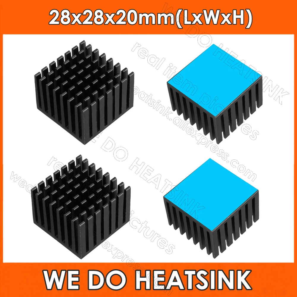 

Wholesale 28x28x20mm Black Slotted Anodized Aluminum Heatsink IC Radiator With Thermally Conductive Adhesive Transfer Tape