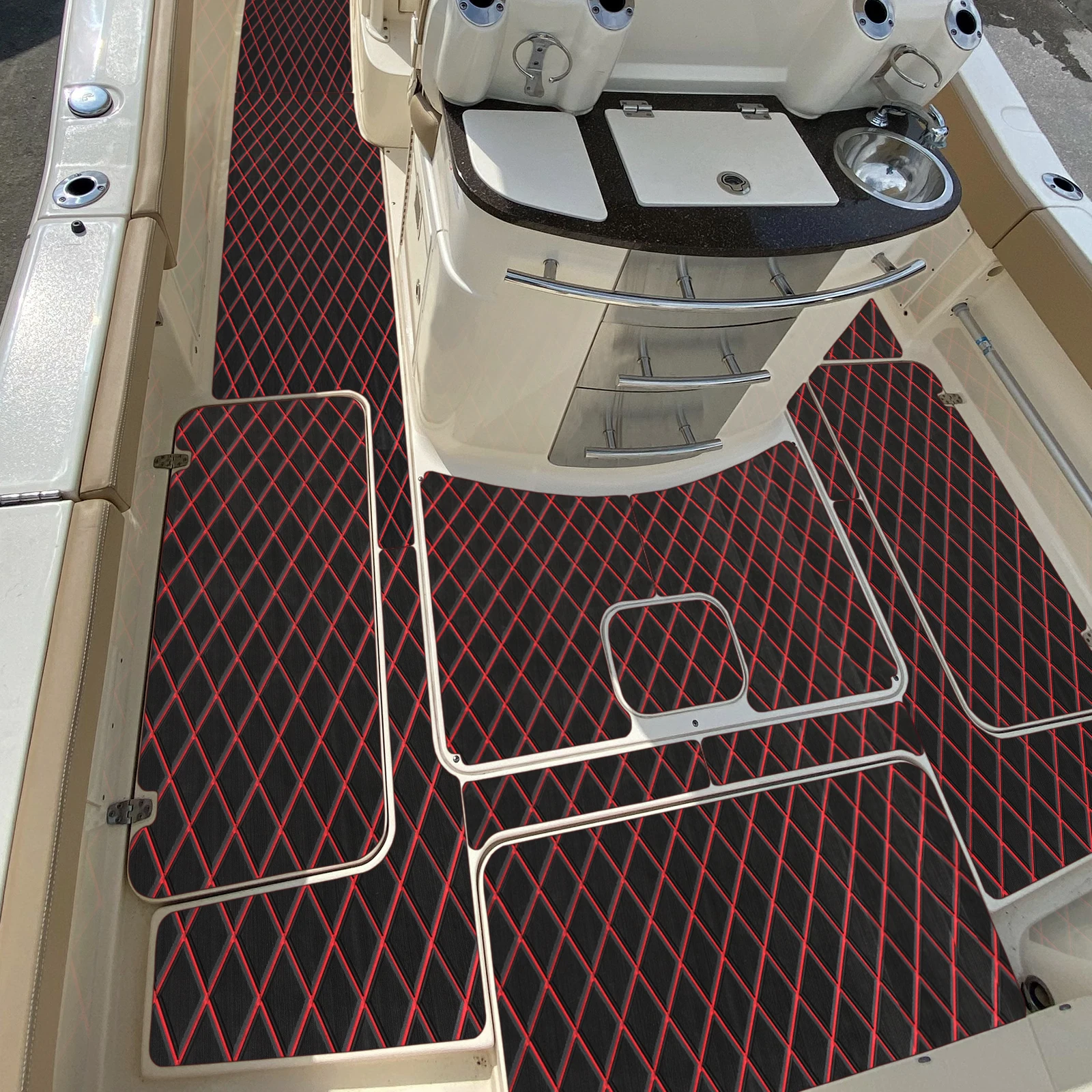 Eva Teak Anti Skid Traction Mat, folha do Decking, acessórios de revestimento auto-adesivos, revestimento marinho do barco, Jet Ski, 1900*350*6mm