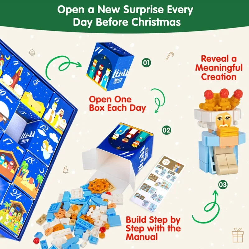 2026 Christmas Advent Calendar Gifts Box 24 Days Countdown Surprise Mini Building Blocks Toy Xmas Home Decor Gift Party Toys view 4