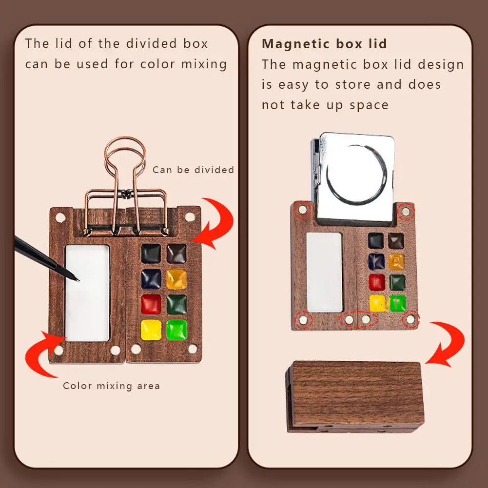 لوحة ألوان مائية، صندوق ألوان مائية لكراسة الرسم مع مشبك للرسم الخارجي، لوحة ألوان للسفر، مجموعة ألوان مائية #5