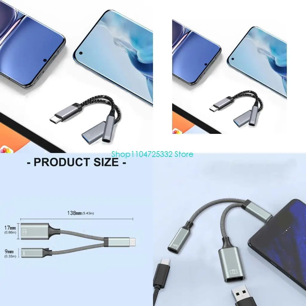 P5EA Braide USB C адаптер-разветвитель для зарядки наушников Быстрая передача данных USB C на наушники и адаптер для зарядки