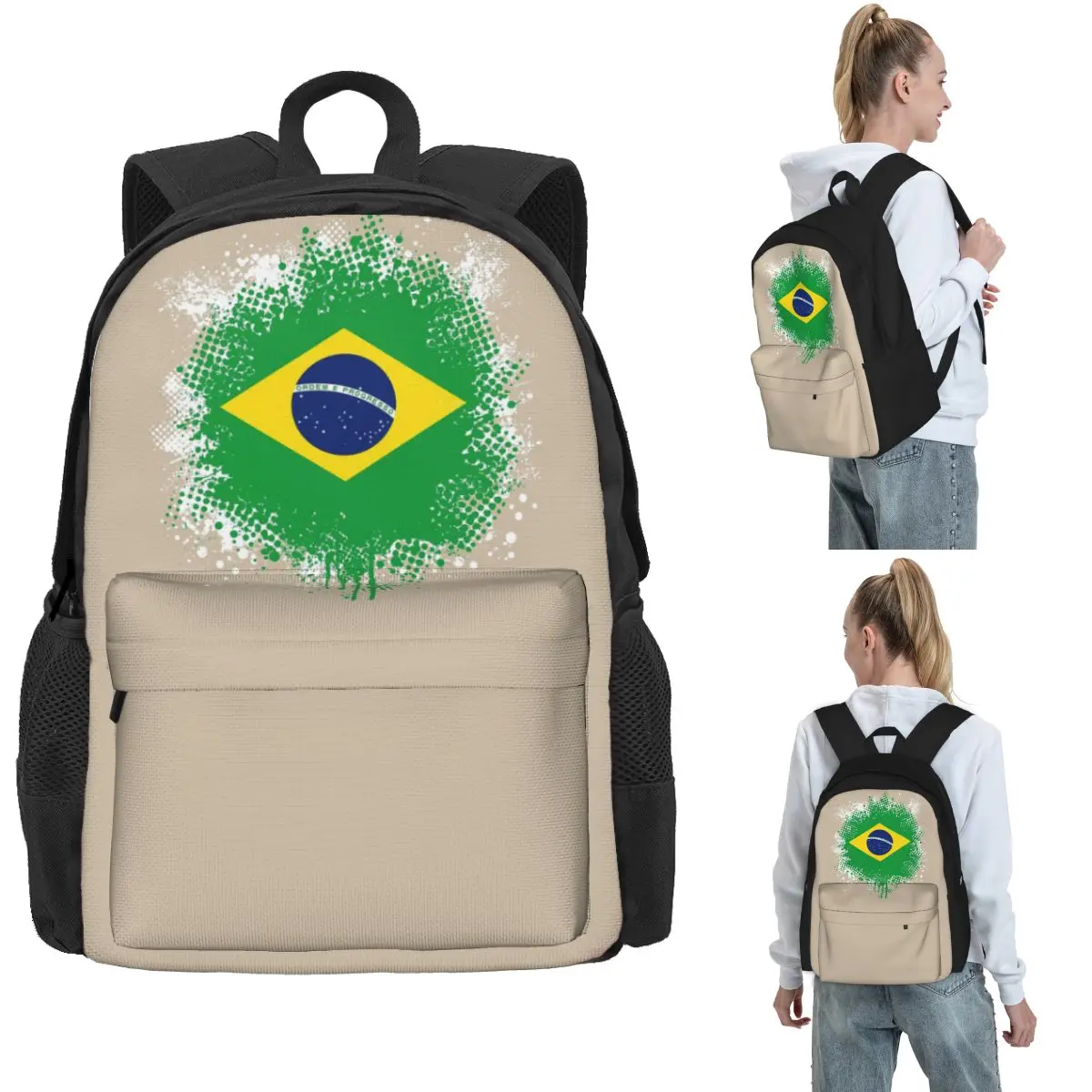 

Рюкзаки Splat с флагом Бразилии, сумка для книг для мальчиков и девочек, большая вместительная школьная сумка для студентов, рюкзак для ноутбука, сумка на плечо