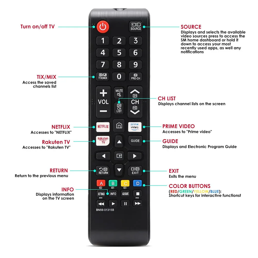 Universal BN59-01315A BN59-0315A Remote Control for All Samsung TV Compatible All Samsung LCD LED HDTV 3D Smart TVs Models