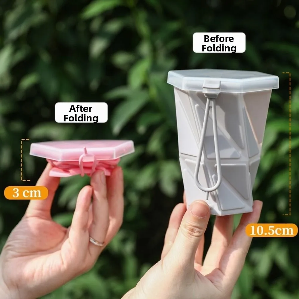 Portable Silicone Foldable Water Cup with Lid Collapsible Mouthwash Cup Reusable 260ML Folding Mug Outdoor