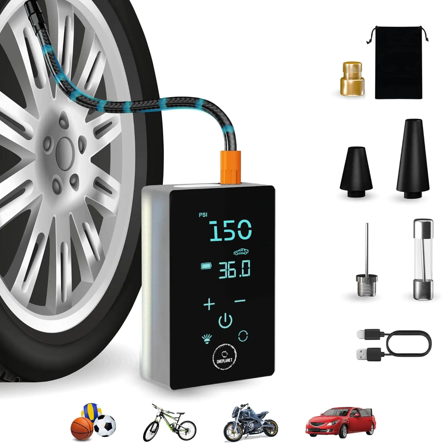 

Портативный ЖК-дисплей воздушный компрессор, насос для накачивания шин, 18000 мАч, быстрый 150 фунтов на квадратный дюйм для обслуживания автомойки, автоаксессуары