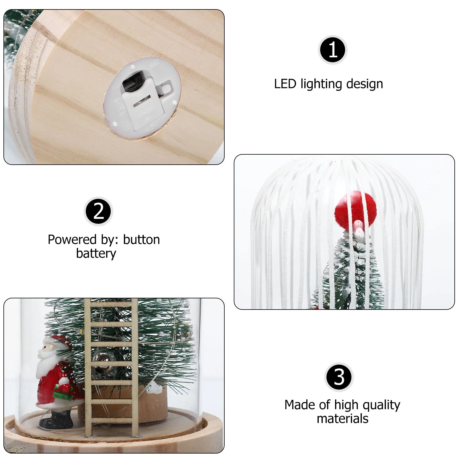 

Christmas Tree Night Light Glass Cover Decor Decorations Supply Xmas Desktop Ornament Decorative Gift LED Creative