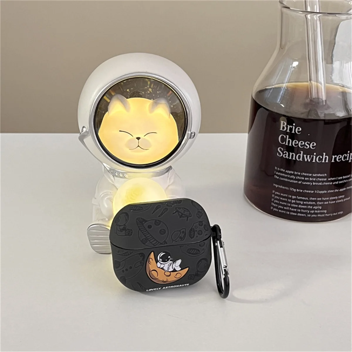 جراب سماعات أذن لسامسونج جالاكسي بدز 3 برو ، كرتون لطيف ، رائد فضاء ، تصميم نمط رجل فضاء ، غطاء سماعة رأس مع خطاف ، براعم 3 برو ،