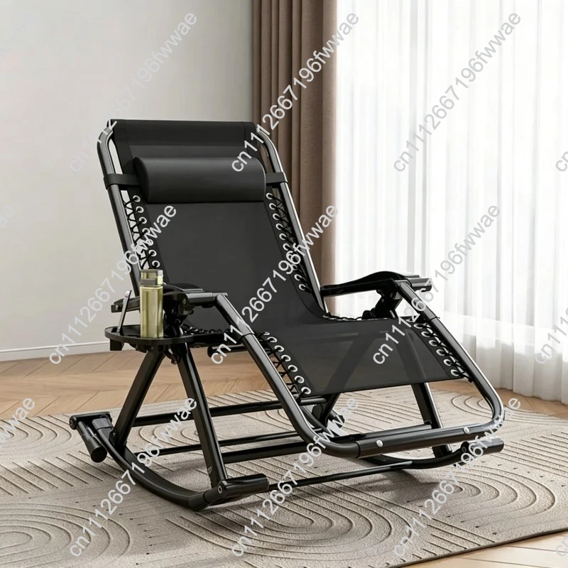 Reclining chair folding lunch break, back chair for the elderly, reclining home balcony rocking chair