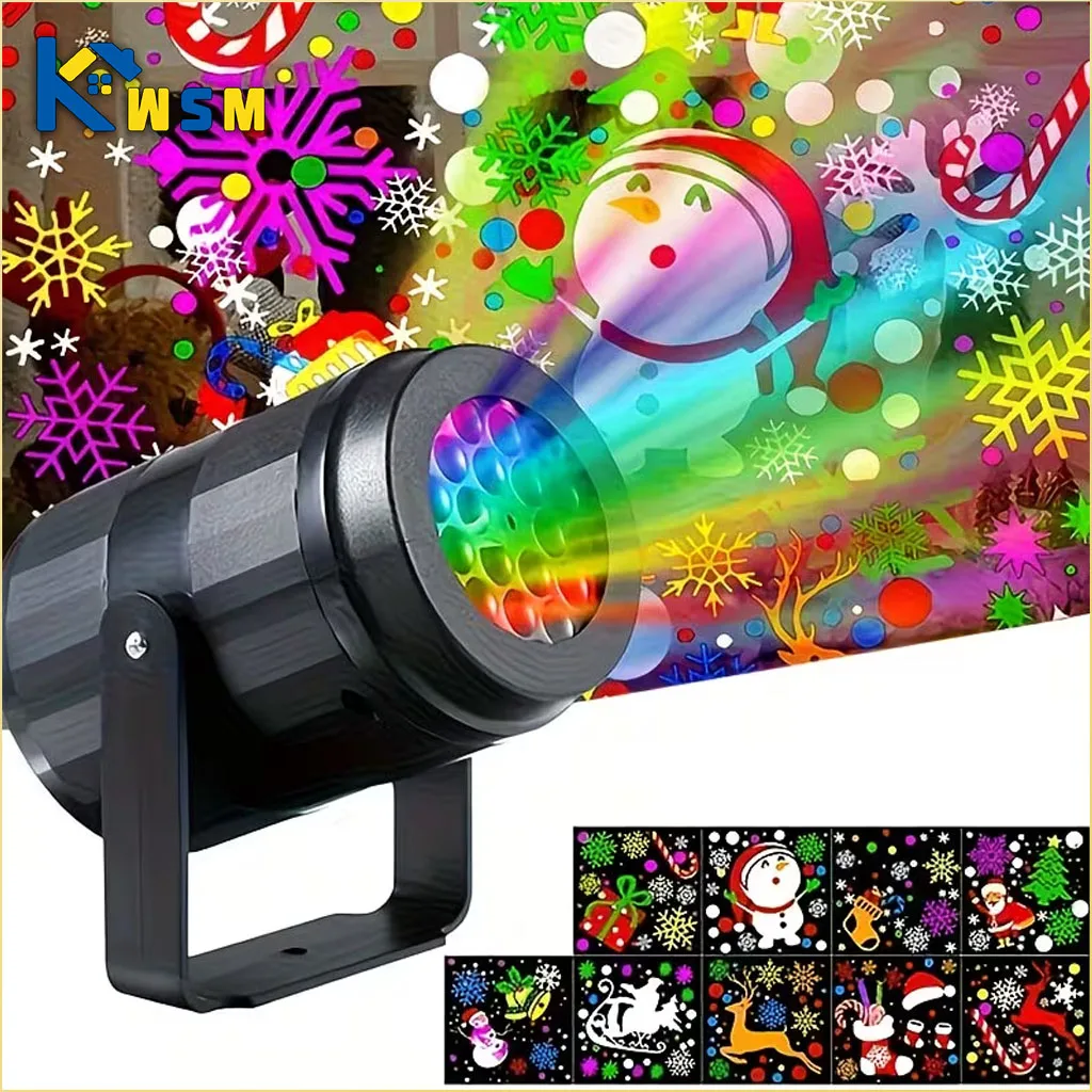 Snow Pattern Laser Projector Lamp with Rotating Snowflake Effects for Christmas Holiday Waterproof Light Show Atmosphere Decor