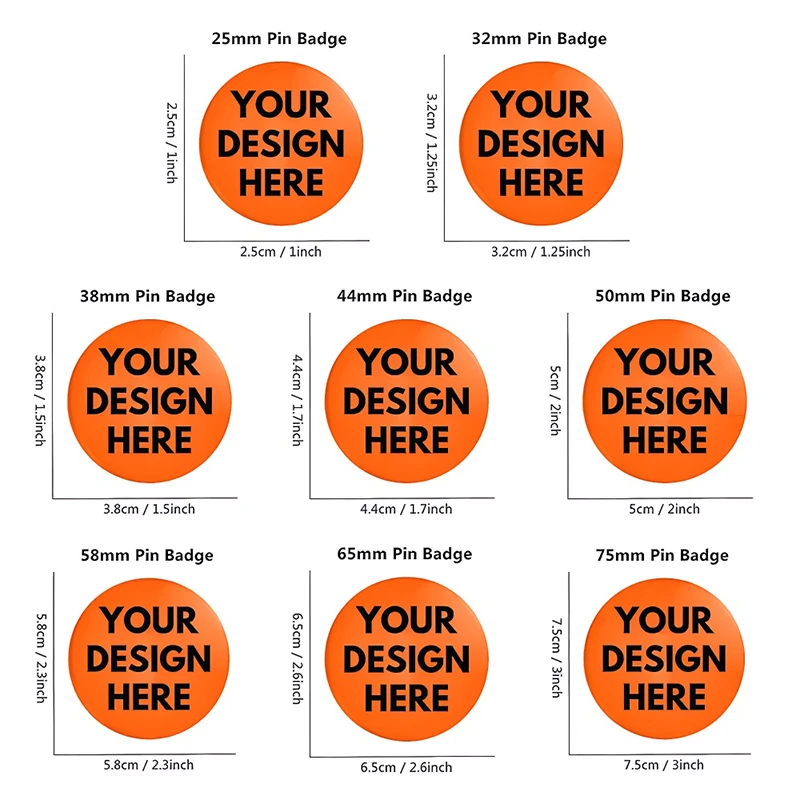 Custom Pin Badge Customizable Photo Logo Text Badge DIY Personalized Brooch Pins for Backpack Clothing Multiple Sizes 25‑75mm