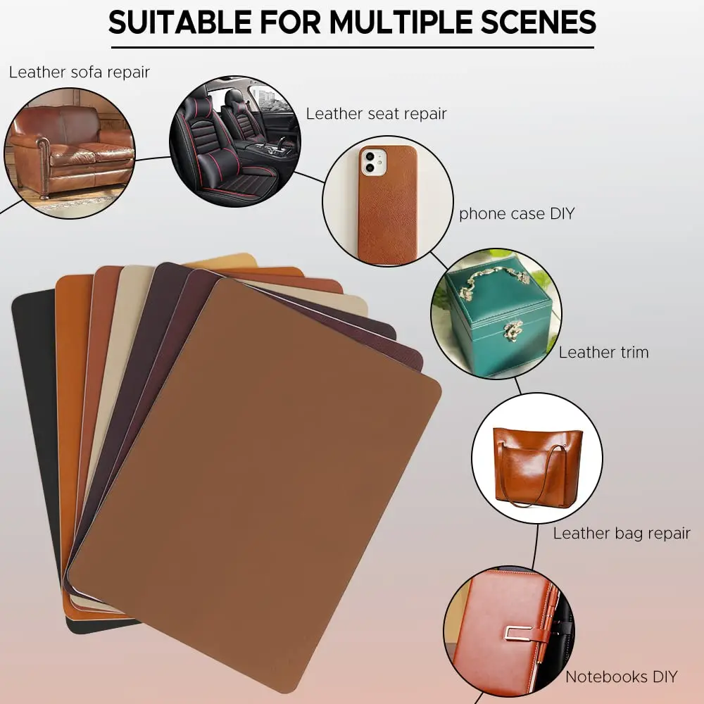 

Leather Patches 8x11 Inch Kit Self-Adhesive Leather Sticker Durable Repair Faux PU Patch For Sofa Couch Car Seat Handbag DIY