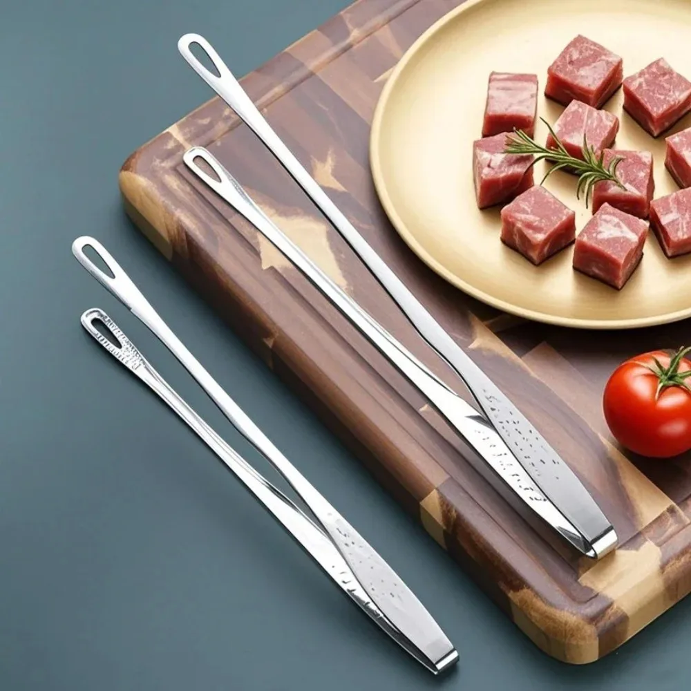 Long Stainless Steel Kitchen Tongs Non-Slip Heat Resistant BBQ Grill Tongs For Steak Seafood Buffet Salad Coo