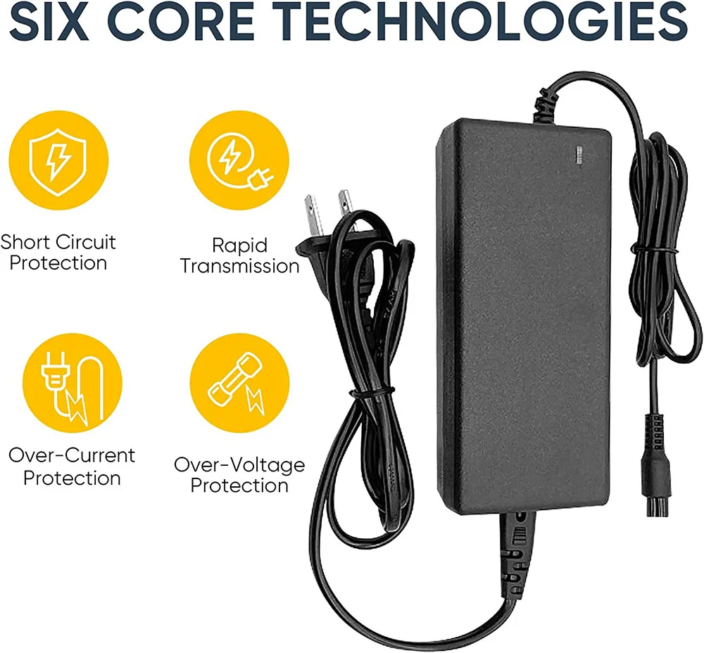 Lithium Battery Charger 42V 2A Power Adapter with 3-Prong Inline Connector for 36V Pocket Mod,Dirt Quad,and Sports Mod Supply