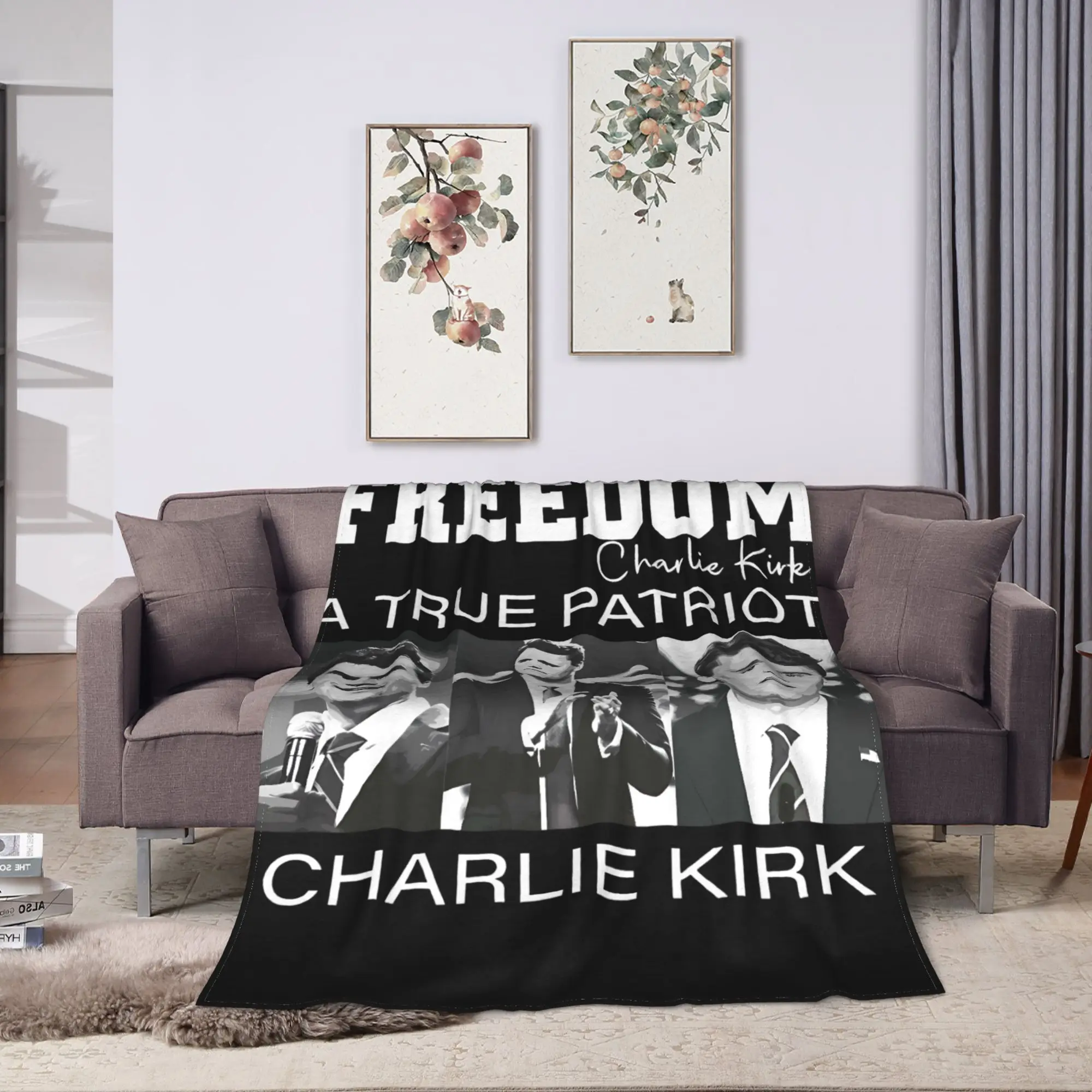 A True Patriot Charlie Kirk Vintage Blanket Quality Super Soft  Throw Blanket Winter Airplane Travel Couch Bed Graphic Bedspread