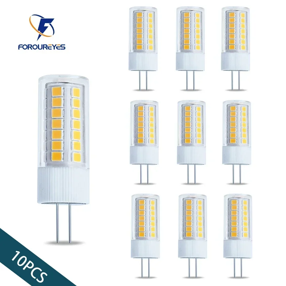 10pcs 220V G4 LED Corn Lamp Dimmable 5W Ceramics PC 360 Degrees Crystal Chandelier Light Bulb Replace 40w Halogen Lamp For Home