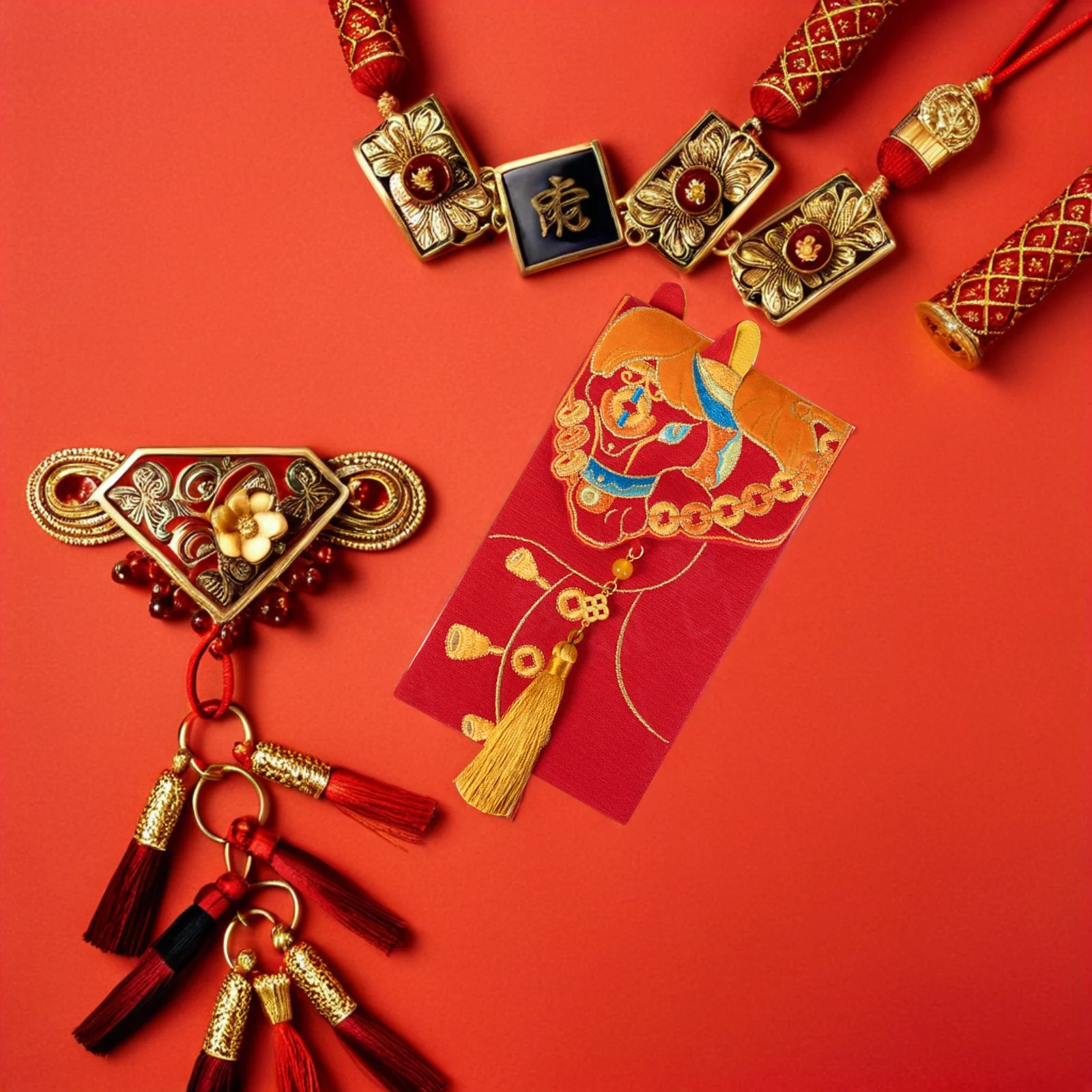 

Luxury Brocade Red Envelopes 3D Embroidery Reusable Fabric Money Packets for Chinese New Year 2026 Lunar Festival Wedding