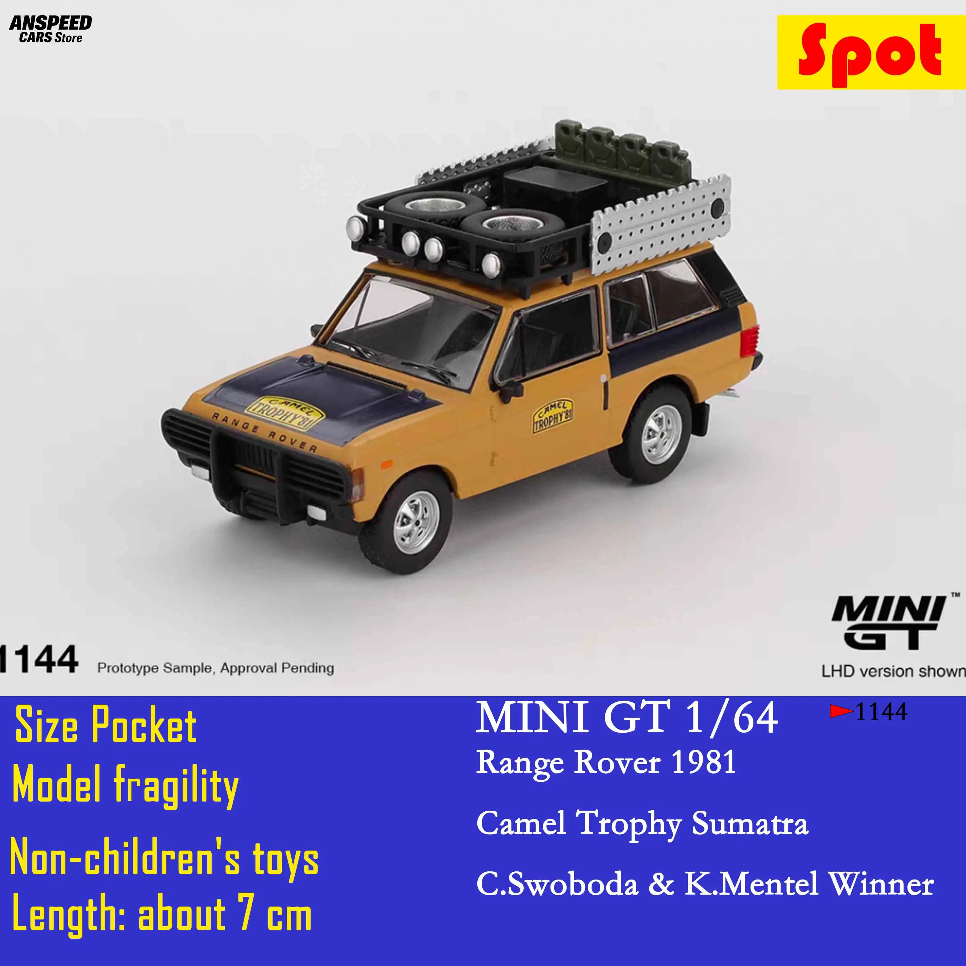 MINIGT 1:64 Land Rover Range Rover 1981 Sumatra Trophy Race, Modelo de Aleación Fundida a Presión, Edición Limitada, Auto Coleccionable para Adultos