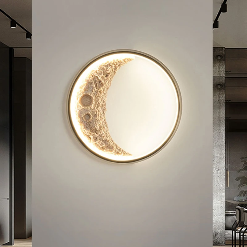 Modern Led Moon Wall Lamp Creative Corridor Mural Wall Accessories Lighting Living Room Bedroom Background Decorative Lamp