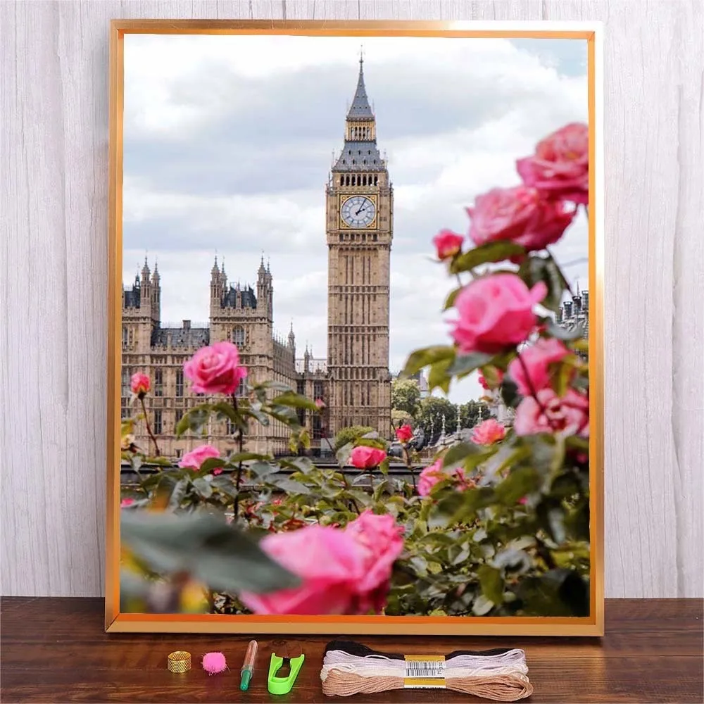 

Flowers Plant Printed Canvas Embroidery Kits Beginners DIY Cross Stitch Set Needlework Handmade Starter Sewing Craft Unique Gift