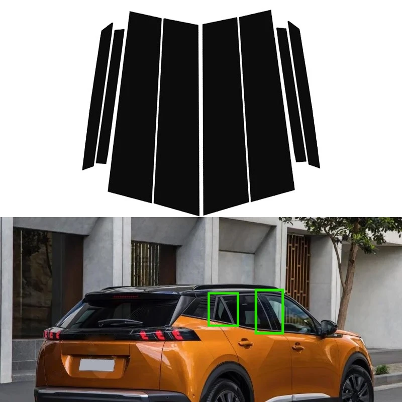 

8Pcs Glossy Black Car Window Door Pillar Posts Trim B C Column Cover Stickers Decal For Peugeot 2008 2020 2021 2022 Accessories
