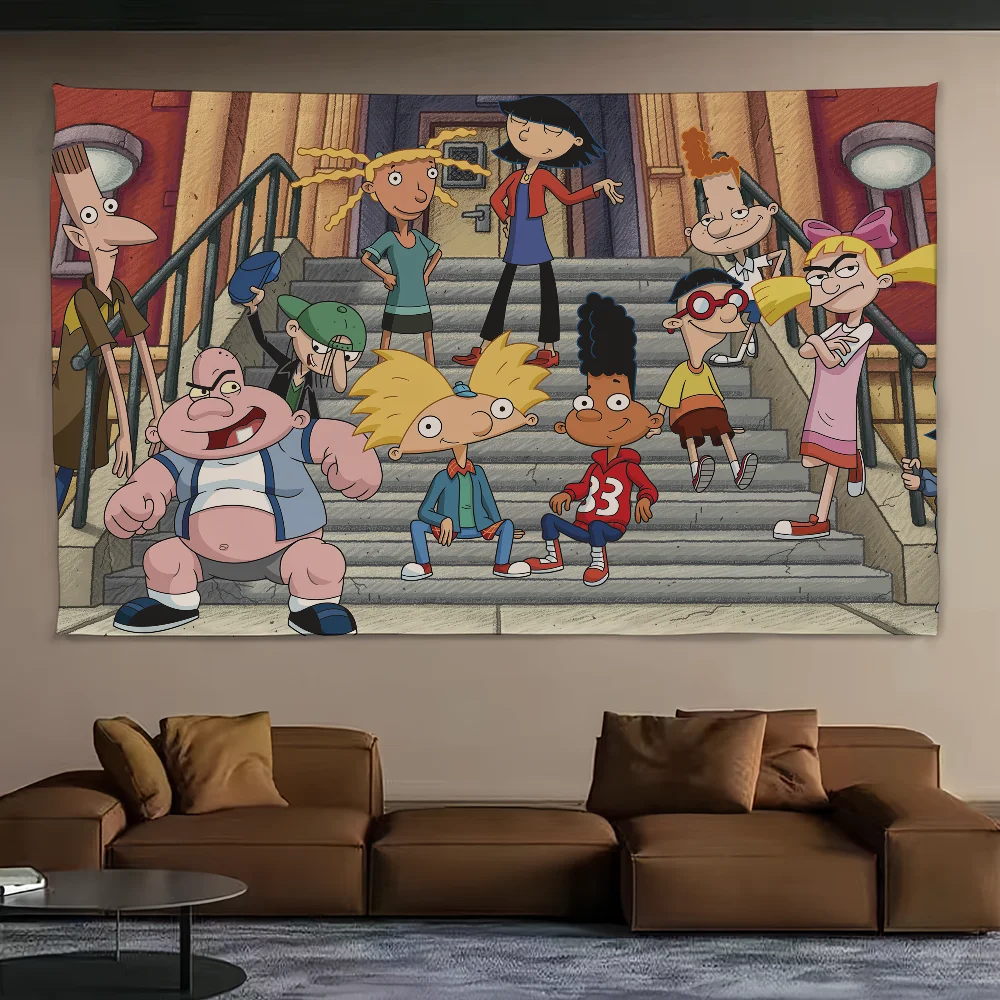 Lustige Cartoon Hey A-Arnold Tapisserie Hintergrund Hängen Tuch Schlafzimmer Zimmer Dekor Ästhetische Tapisserie Wand Party