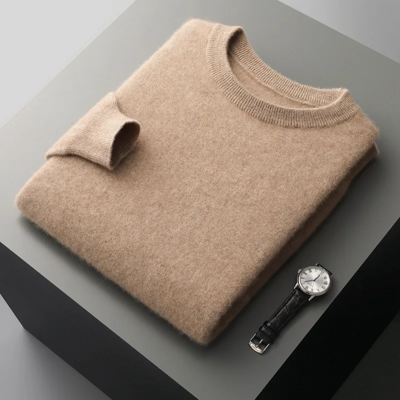 High-quality 100% wool sweater, men's sweater, cashmere sweater, thickened warm knitted sweater, men's innerwear and base layer