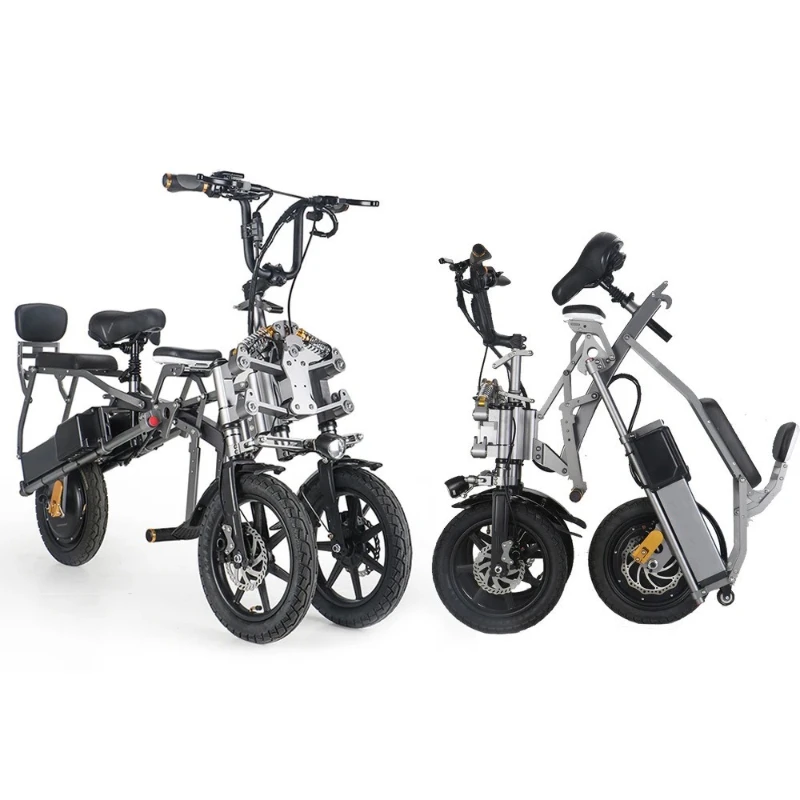 

Inverted three-wheeled electric bicycle tumbler folding electric scooter