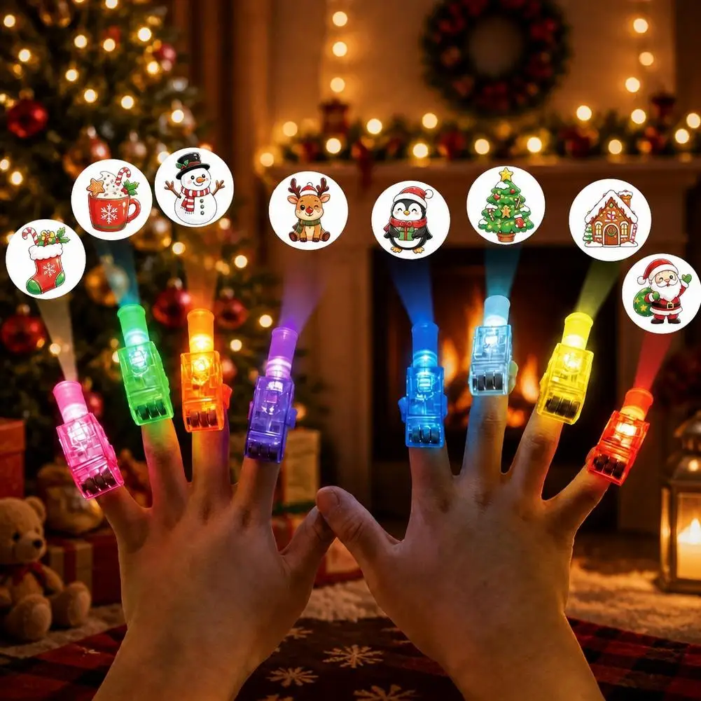 4Pcs Halloween LED Finger Lights Neon Party Favors Glow in the Dark Rave Party Supplies Goodie Bag Stuffers (Random Patterns)