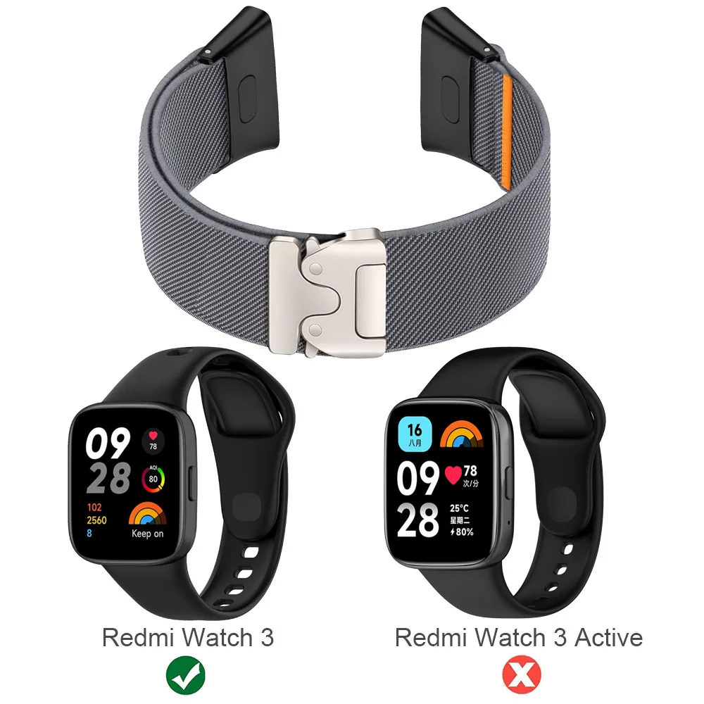 حزام ساعة نايلون مرن ناعم جديد متوافق مع حزام سوار Redmi Watch 3 الرياضي المنسوج