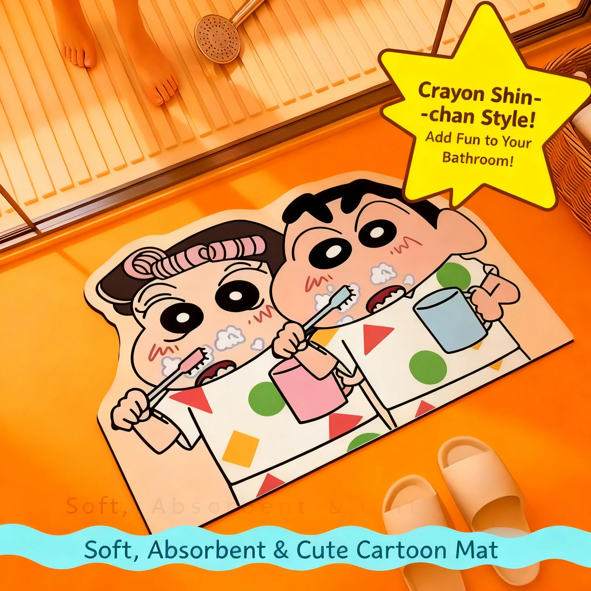 

Water Uptake Shower Mat Quick Drying Soft Comfortable Cartoon Anime Exquisite Floor Mat Home Gifts Fashionable Non Slip Room