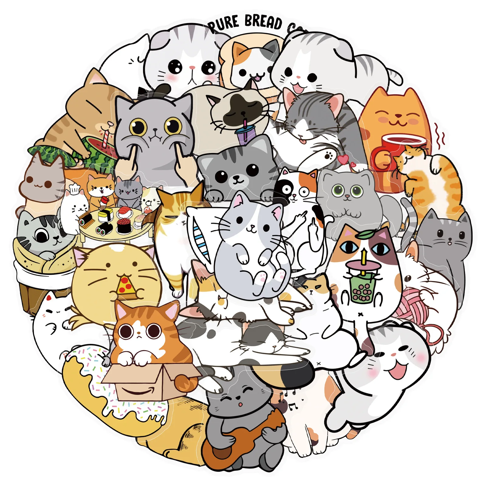 50 pezzi simpatico gatto graffiti adesivo cartone animato divertente gattino trasparente decalcomania giocattolo per bambini regalo tazza d'acqua fai da te cassa del telefono diario scrapbook