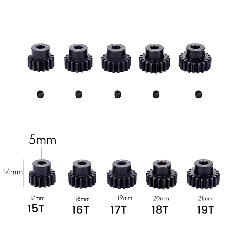 1-częściowa stalowa metalowa przekładnia silnikowa M1 5 mm czarna do modelu samochodu 1/10 Rc Moto 21T