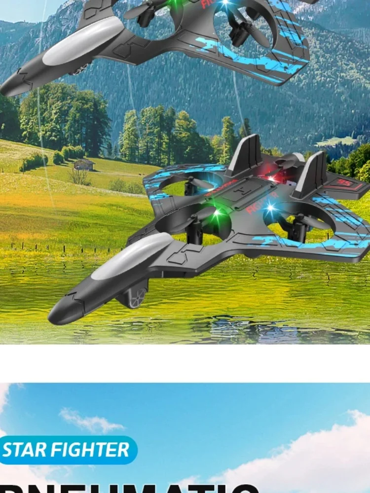 2.4G zdalnie sterowany myśliwiec elektryczny piankowy szybowiec kaskaderski UAV unoszący się helikopter z kolorowymi światłami LED model samolotu — zdjęcie 2