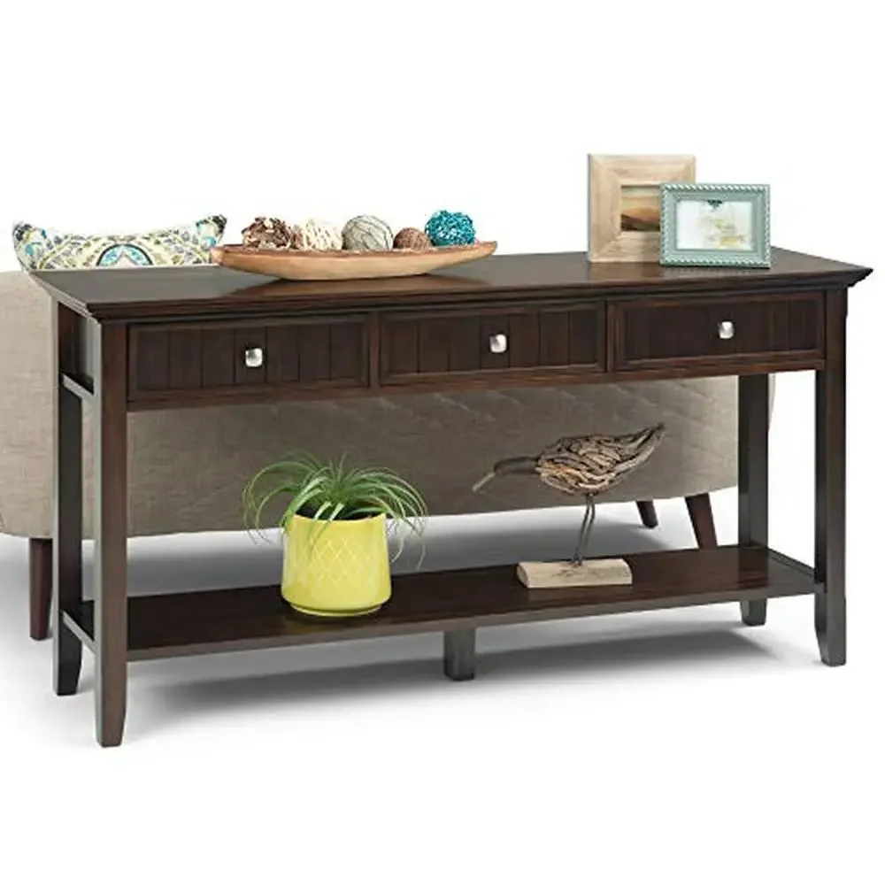 Acadian Transitional Modern Wide Console Sofa Entryway Table Solid Wood 60