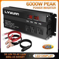 DC 12V To AC 110V/220V 50Hz/60Hz 5000W/6000W Peak Power Inverter LED Digital Display 4.8A 4USB US/Universal Socket Car Converter