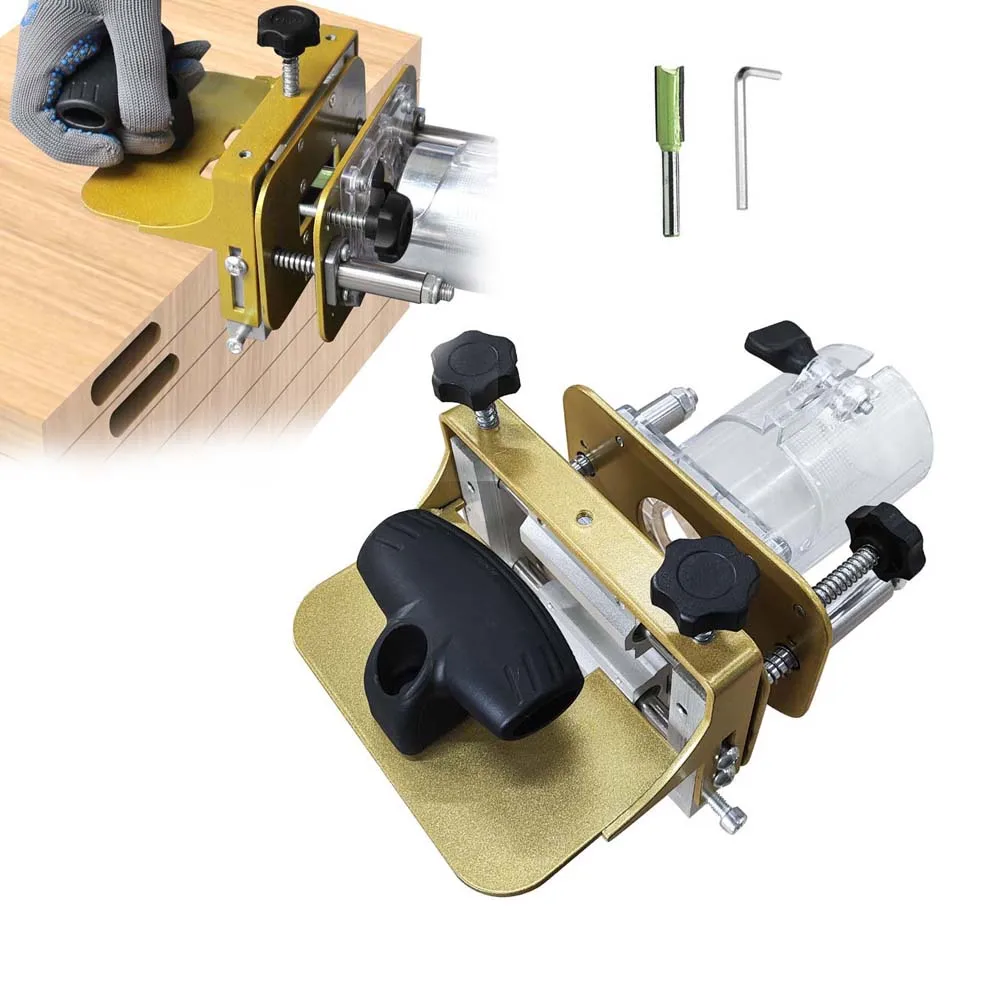Mortising Jig For 65mm Trimming Machine Slotting Bracket Punch Locator ABS Metal Two Way Slide Rail Router Bit Woodworking Tool