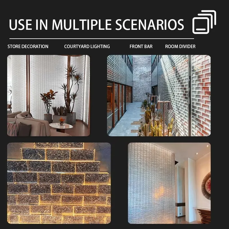 Parede de bloco de vidro com padrão de gelo transparente moderno – Design dupla face sustentável