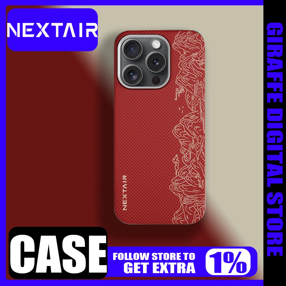 NEXTAIR Aramid Fiber Case Cover iPhone16 Case Magsafe Magnetic Wireless Charging iPhone16PROMAX Custom Metal Lens Anti-drop